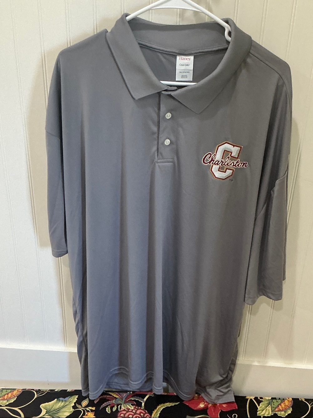 Hanes Gray Charleston Embroidered Polo